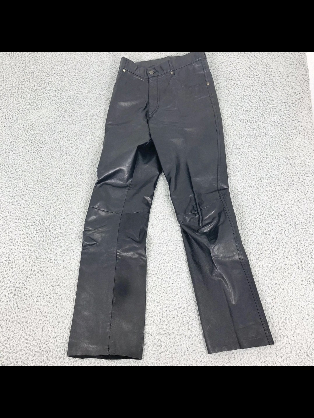 Vintage Wilsons Leather Pants Womens Size 28 Black Genuine Leather Biker